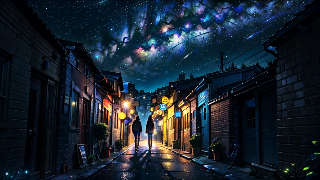 masterpiece,night,(dark alley),star、Night Sky、Overlooking the city、milky way、octone、
(1 Youth), (solo), Knee hugging sitting,acousticguitar
