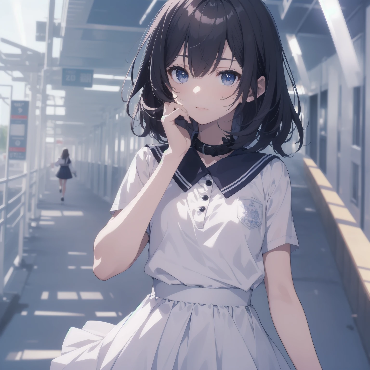 ultra-absurdres-Top quality by artist God, ultra-detailed, high resolution, anime moe artstyle, best anime 8k konachan wallpaper, pixiv contest winner, pool:2810, perfect anatomy,break, 1girl, (Please draw a girl walking sleepily to school alone. )break,(Solo,little female, 13-year-old:1.3),Full limbs, complete fingers,a junior high school student, (very short hair), short cut, flat chest, , small butt, small black eyes, beautiful detailed eyes, well-proportioned iris and pupils, expressive eyes, highres detailed hair, soft expression, salor school_uniform, sailor collar, serahuku, bow, pleated skirt,(Detailed Lighting), (Detailed background), in the School commute route. break,super detailed skin, Best cinematic lighting powered by famous artist, 8k,beauty illustration,photoshop_(medium),very aesthetic,break,((artist:fujima_takuya )), artist:clamp ,artist:carnelian ,artist:kantoku ,