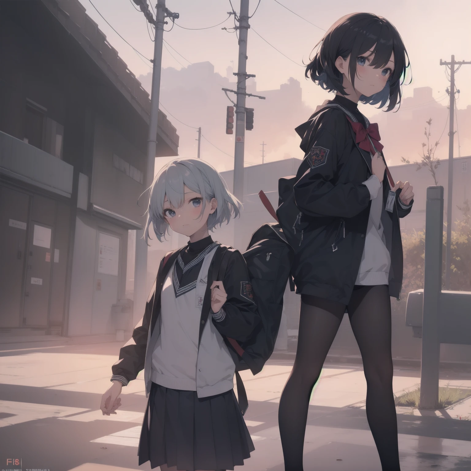 ultra-absurdres-Top quality by artist God, ultra-detailed, high resolution, anime moe artstyle, best anime 8k konachan wallpaper, pixiv contest winner, pool:2810, perfect ???????,break, 1girl, (Please draw a girl walking sleepily to school alone. )break,(Solo,little female, 13-year-old:1.3),Full limbs, complete fingers,a junior high school student, (very short hair), short cut, flat chest, , small butt, small black eyes, beautiful detailed eyes, well-proportioned iris and pupils, expressive eyes, highres detailed hair, soft expression, salor school_uniform, sailor collar, serahuku, bow, pleated skirt,(Detailed Lighting), (Detailed background), in the School commute route. break,super detailed skin, Best cinematic lighting powered by famous artist, 8k,beauty illustration,photoshop_(medium),very aesthetic,break,((artist:fujima_takuya )), artist:clamp ,artist:carnelian ,artist:kantoku ,
