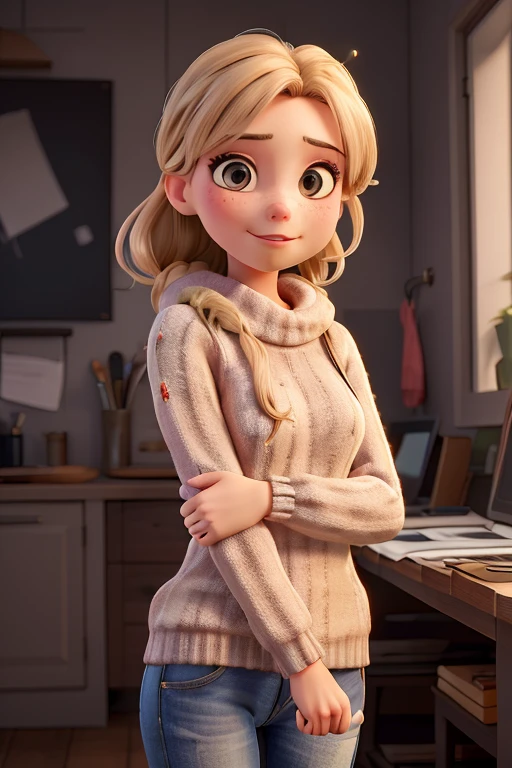 ((best qualityer)), ((work of art)), (detailded), 1 girl, ombro to ombro sweater,