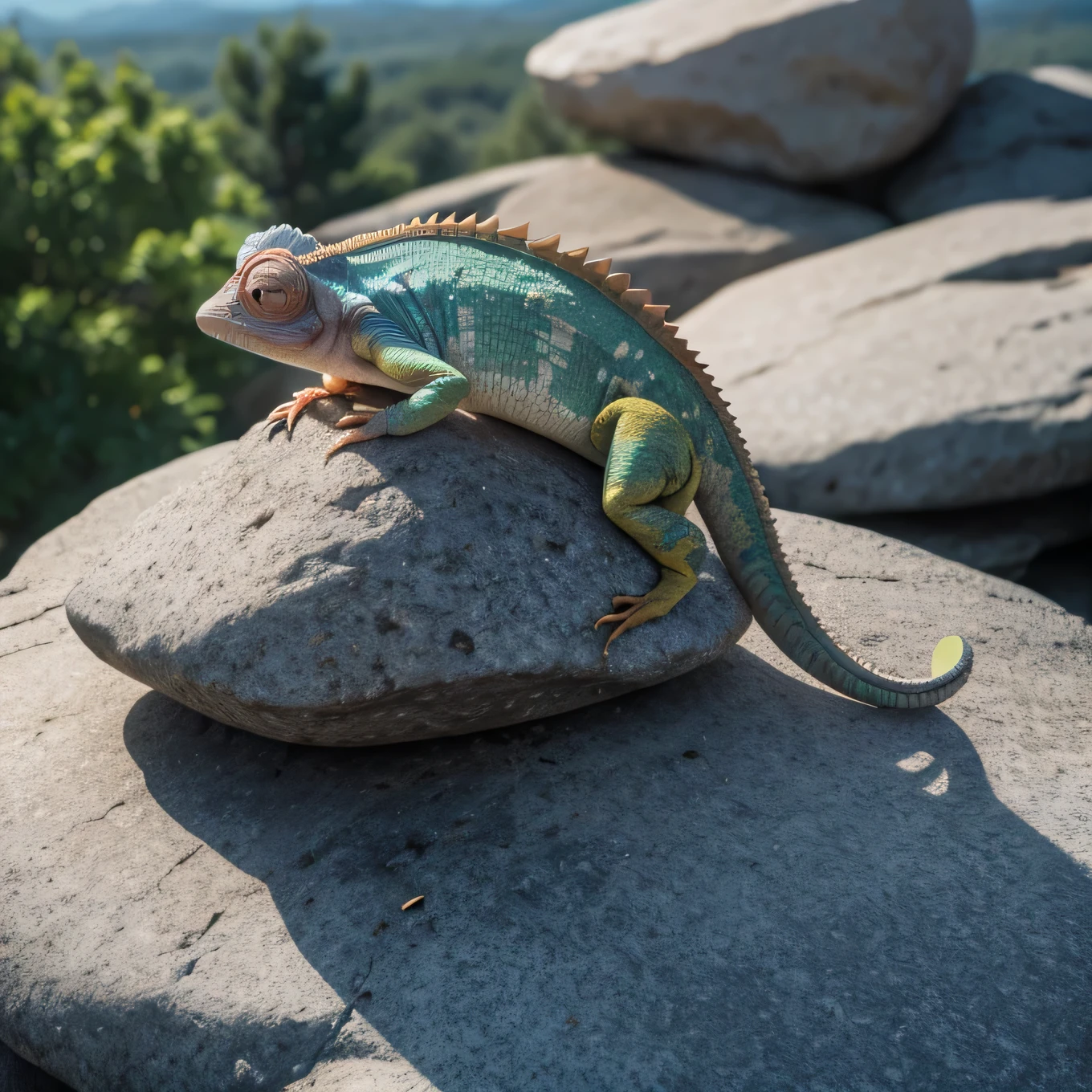 chameleon on top of a rock
