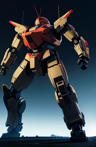 robot,meca,droid,heaby armor massive,human_not,anime style,ARMORED CORE style,battle field,holding_beamrifle,battle scene,masterpiece