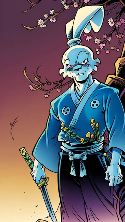 (Teens:1boy: usagi yojimbo), (extremely detailed CG unit 8k wallpaper),(master part), (best quality), (ultra detail), (best illustration),(melhor ombre), cowboy shot, (Sharp eyeliner, ombre, detail eyes:1), Japanese garden background, ,break , (Mike Mignola Style page), upper body