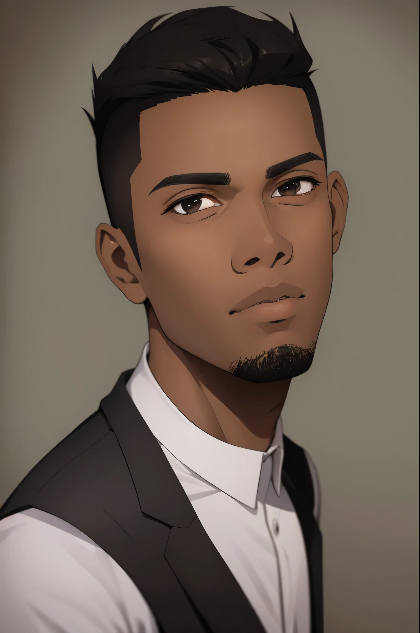 Dark skinned young man with black eyes low fade handsome
