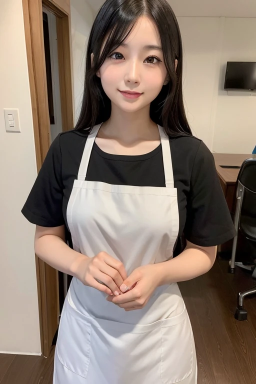 One girl, High resolution, Japanese women in their 20s、clerk、apron、Black Hair、Shortcuts