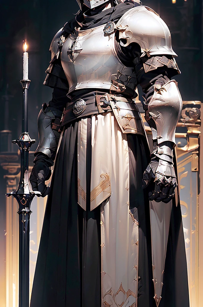 (masterpiece; best quality: 1.2), ((knight man)), ((solo)), (black eyes: 1.4), (body; toned, lean, masculine: 1.3), (beautiful and clear background: 1.2), ((depth of field)), (equipment: medieval crusader armor + closed helmet + black cape : 1.3), (anime illustration: 1.2), (background composition; royal chambers + furniture: 1.1), (extremely fine and handsome: 1.1), (shot composition; standing + centered on torso + close-up: 1.5)