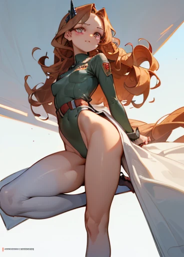 masterpiece), High resolution, (extremely detail), photorealestic, 1 girl, (((very long, curly, kirschrotes Haar, verführerische leuchtend rote eyes, Große eyes, eyes, cute face, small face, sharp face, wunderschöne eyes, Blutjung, big legs, thick legs:1.7, insanely narrow waist:1.3, medium breasts:1.3, Rinse, (Extrem sexly, sexly, sexly, sexly, sexly, sexly)))), ((smooth skin, soft skin, Plump skin, Student uniform, leotard, leotard, View from the side, is ,bare legs, low belt, high leg, Belt around the waist, partner, Stand, Ensemble), normal view, ultrahighleg, leotard cut above hippocampus ))