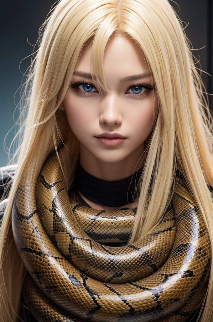 A serpent snake with blonde hair in hq
