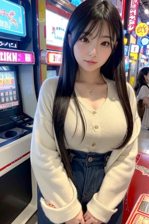 One girl, High resolution, Japanese women in their 20s、Japanese pachinko parlor clerk、Black Hair、Shortcuts