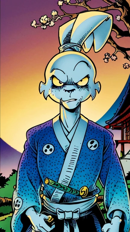 (Teens:1boy: usagi yojimbo), (extremely detailed CG unit 8k wallpaper),(master part), (best quality), (ultra detail), (best illustration),(melhor ombre), cowboy shot, (Sharp eyeliner, ombre, detail eyes:1), Japanese garden background, ,break , (TimBurton Animation), upper body