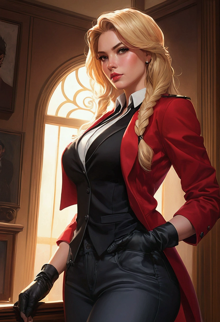 a close up of a woman in a red jacket and black pants, style artgerm, extremely detailed artgerm, in the style artgerm, artgerm style, style ivan talavera and artgerm, style of artgerm, alena aenami and artgerm, artgerm. high detail, graphic artist artgerm