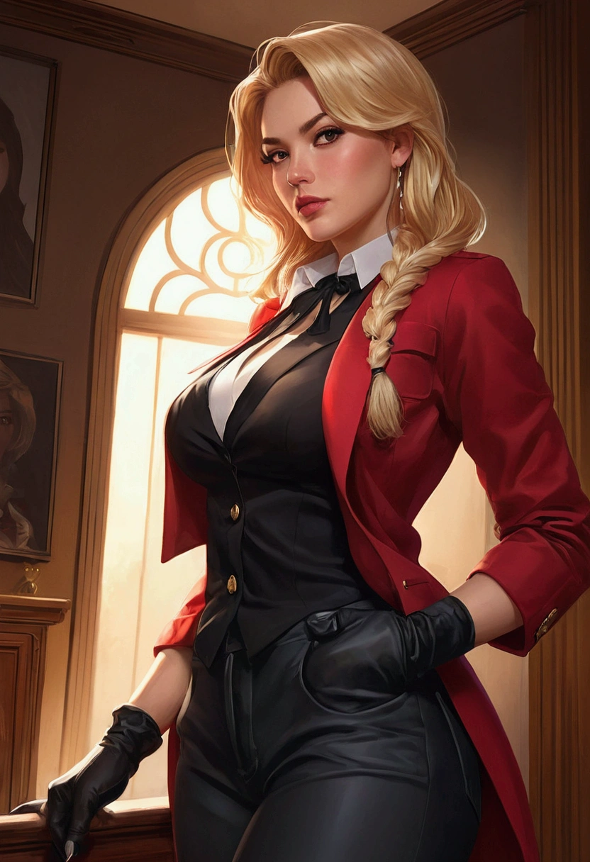 a close up of a woman in a red jacket and black pants, style artgerm, extremely detailed artgerm, in the style artgerm, artgerm style, style ivan talavera and artgerm, style of artgerm, alena aenami and artgerm, artgerm. high detail, graphic artist artgerm