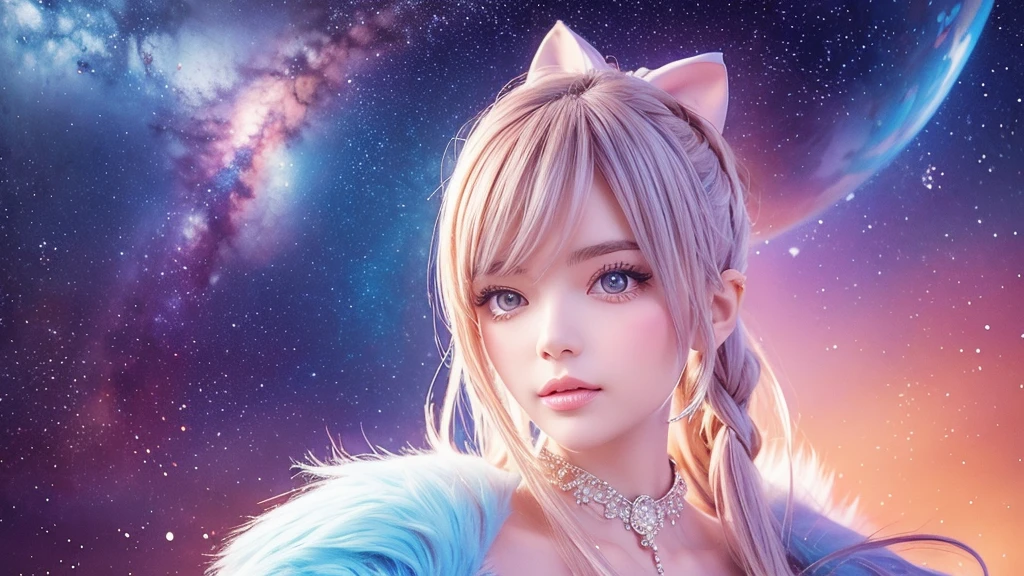 Portraiture (Strass) In space, Colors of the universe, Magnificent watercolor style, (Look to the side:1.1), Furry, (alone:1.1),