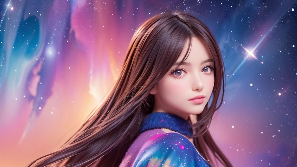Portraiture (Strass) In space, Colors of the universe, Magnificent watercolor style, (Look to the side:1.1), Furry, (alone:1.1),