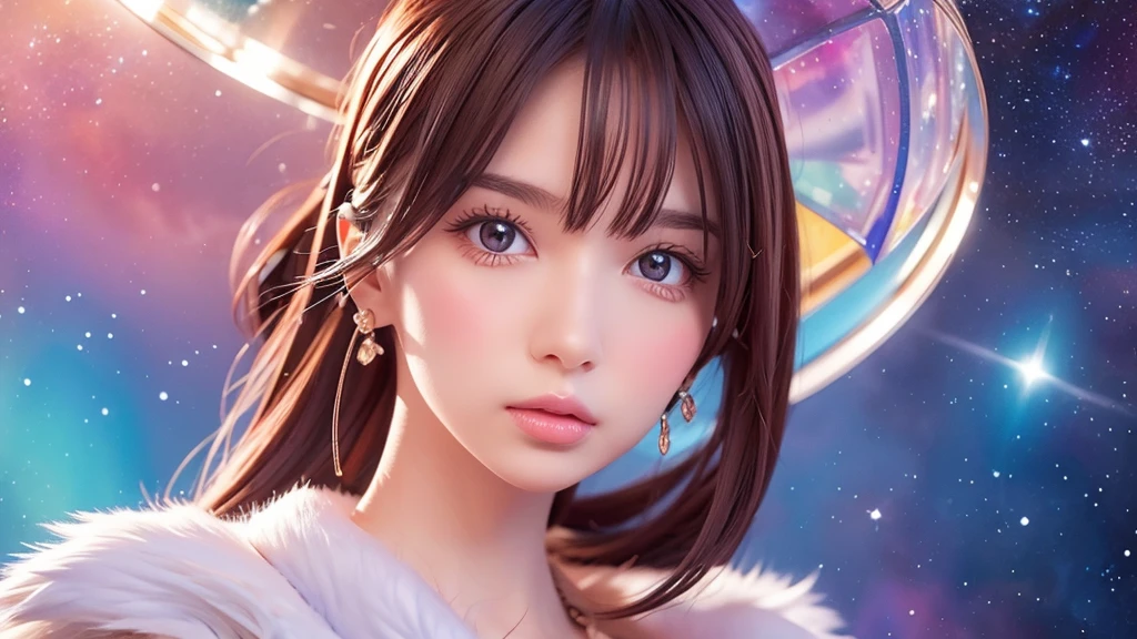 Portraiture (Strass) In space, Colors of the universe, Magnificent watercolor style, (Look to the side:1.1), Furry, (alone:1.1),