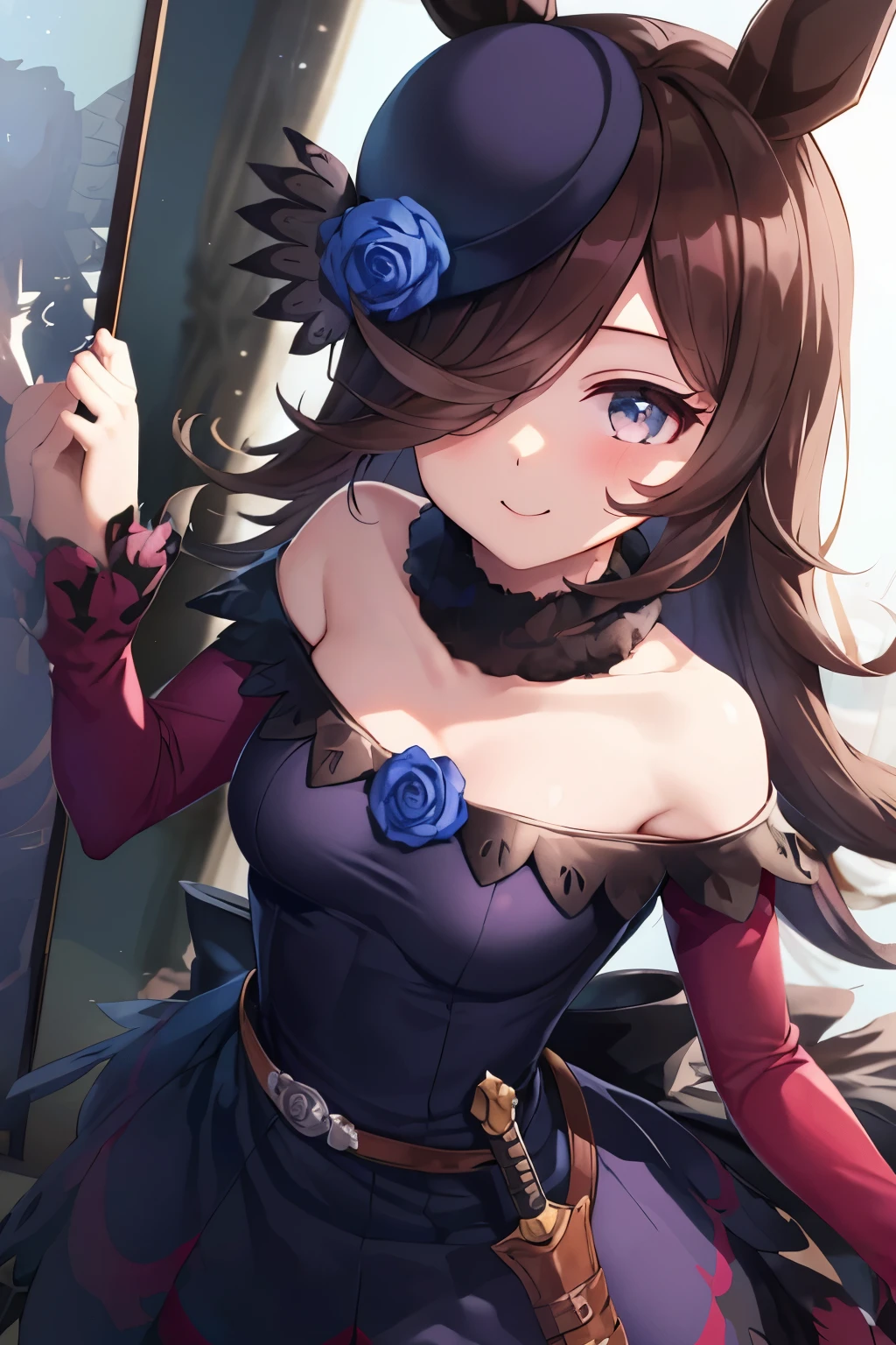 (Tabletop.Highest quality).(Dynamic Angle). (CG paintings with attention to detail),(Perfect image)、Comic Strip.shape.1 girl.Detailed face、Perfect Face.Delicate face、A cute and delicate girl in a gothic maid outfit、Rough skin、Black Hair.length、(Umamimi Girl)Umamimi Girl、((Beautiful Blue Eyes)).繊細でBeautiful Eyes、Beautiful Eyes、Reflected Eyes、smile.(Looking at the audience:1.3).(Face is a little red:0.8)、8k wallpaper、Cowboy Shot、reflected light、Most detailed、Complex、Rough skin、Fine skin、(Super Resolution)、((Cute girl in gothic maid outfit))