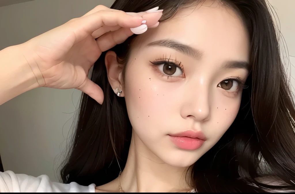 un primer plano de una mujer con un anillo en el dedo, Choerry LOONA, ulzzang, Asian girl, idol kpop, choi yerim LOONA, rostro limpio y adorable, sonrisa levemente ladeada