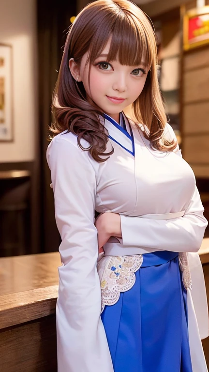 ((Hanbok Costume、Hanbok Costume、Hanbok Cosplay、Hanbok uniform、micro、No sleeve、With slits))、1 girl、Bob Hair、Medium breast、masterpiece:1.3、Raw photo、Highest quality、Detailed Images、Detailed Background、Korean Bar、Korean Lounge、Korean Cabaret、Korean bar、counter、Stand in front、