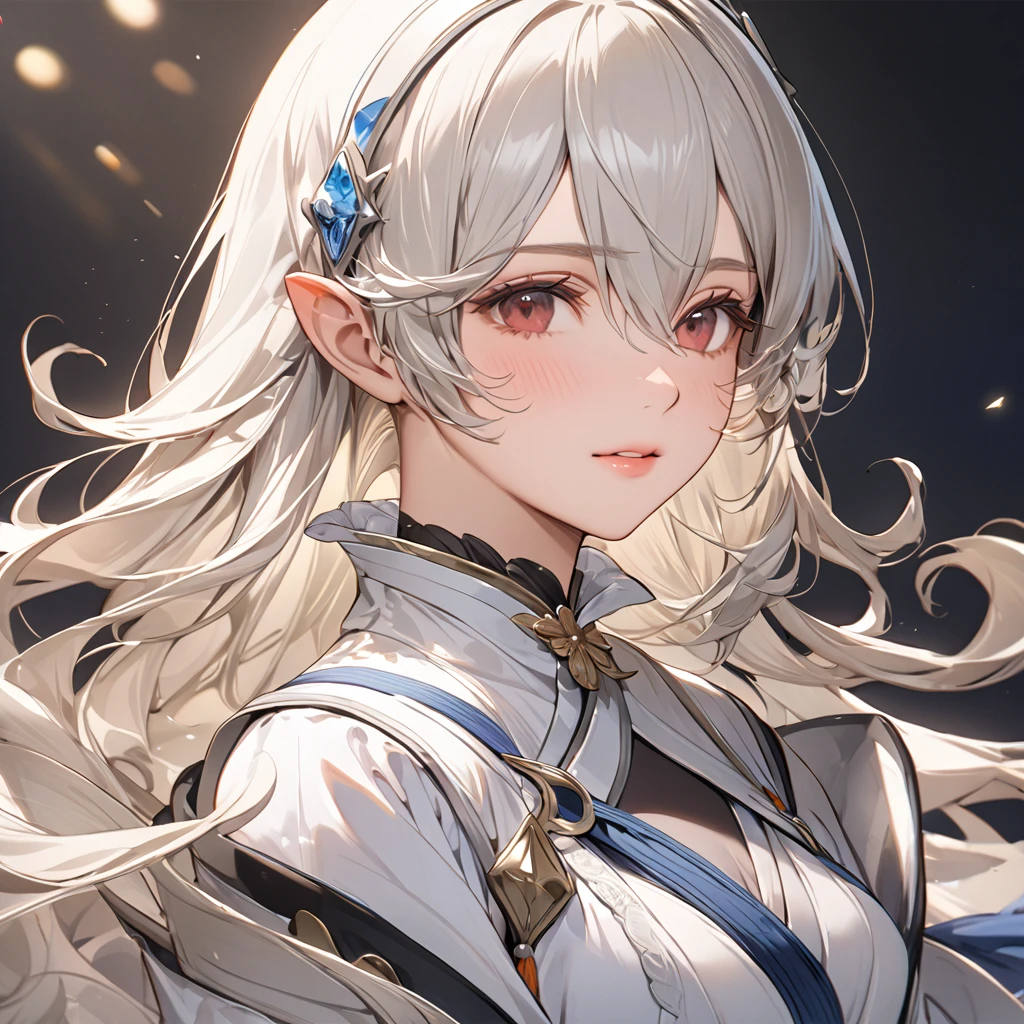 ((Highest quality)), ((masterpiece)), (detailed), (Perfect Face)、The woman is Kamui, a princess with medium-long silver hair.