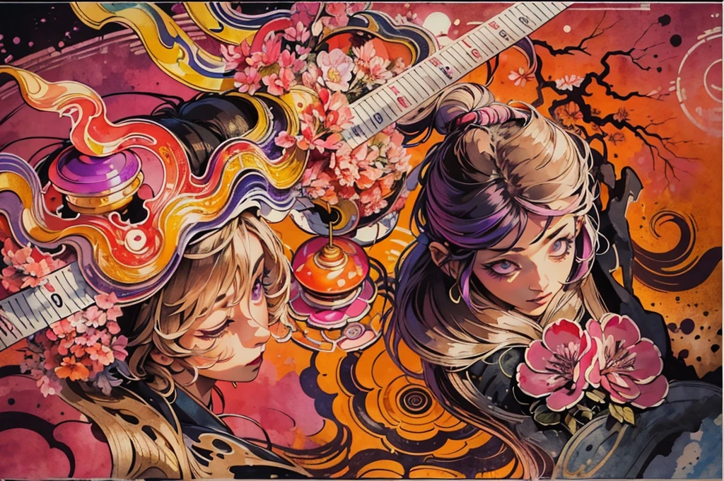 (Art by Numbers,Inks and washes:1.2),Nobody, Mountain々, wood, Rivers,Flowers,Cherry Blossom,Purple Flower,沢Mountainの花(Oriental elements, The colors of Japan, Senior Color Matching), (3D sculpture,Rendering with Octane,Volumetric Light,Natural soft light,), (Very delicate:1.2, Losing focus:1.2, Very colorful, Cinema Lighting, Chiaroscuro,Ray Tracing), masterpiece, Super rich,Very detailed,8k, Zurrison_style_wonderful_wall,Based on purple,Paintings with a lot of purple,(((富士Mountainを書いて)))