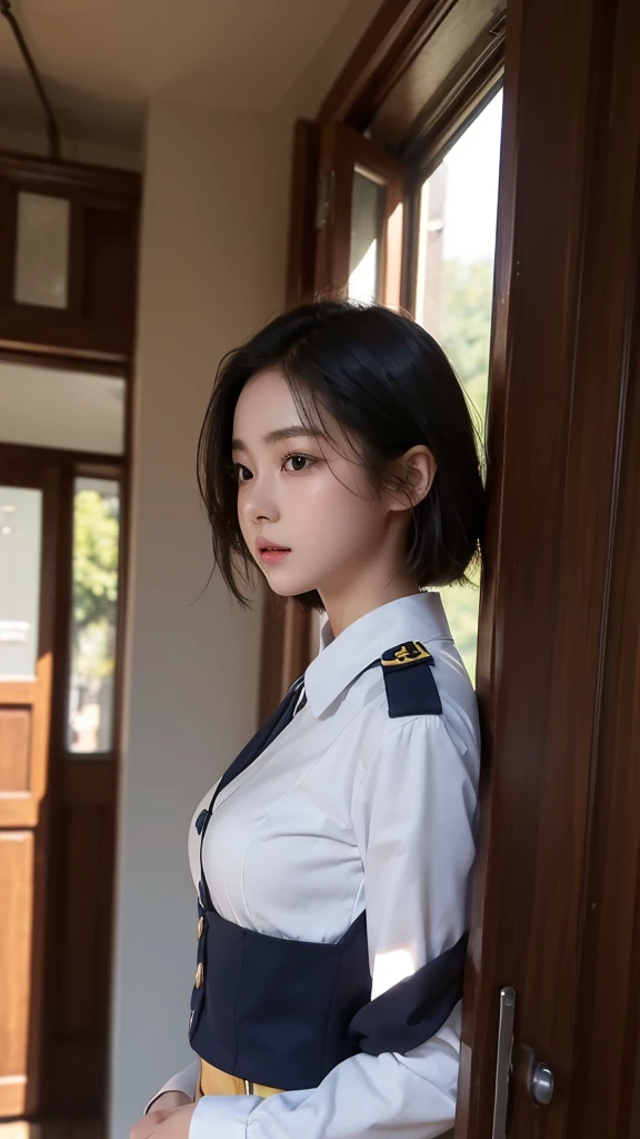 Browsing Caution,((Highest quality、8k、masterpiece:1.3))、Sharp focus:1.2、Beautiful woman with perfect figure:1.4、(((Small bust A cup)))、Wet body:1.5、Highly detailed face and skin texture、Detailed eyes、double eyelid、BDSM,slave,Slender、Whole Body Ezbian,choker,From below,anger,(((Her breasts spilling out of her uniform)))、Prime lens 85mm、F-value release、On the way home from school、Backlight、Short Hair Styles、Legal splits、