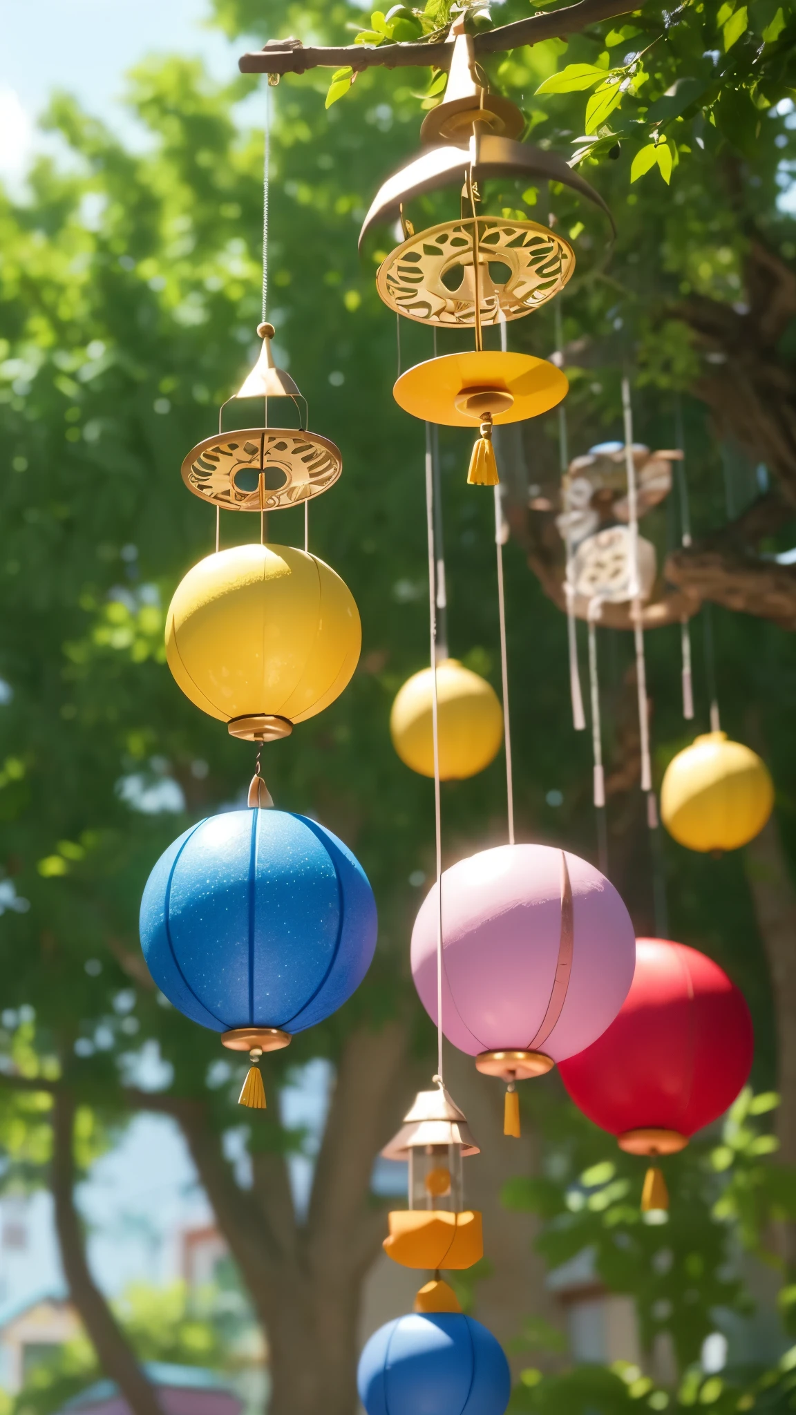 Countless wind chimes cool summer 3D Animation