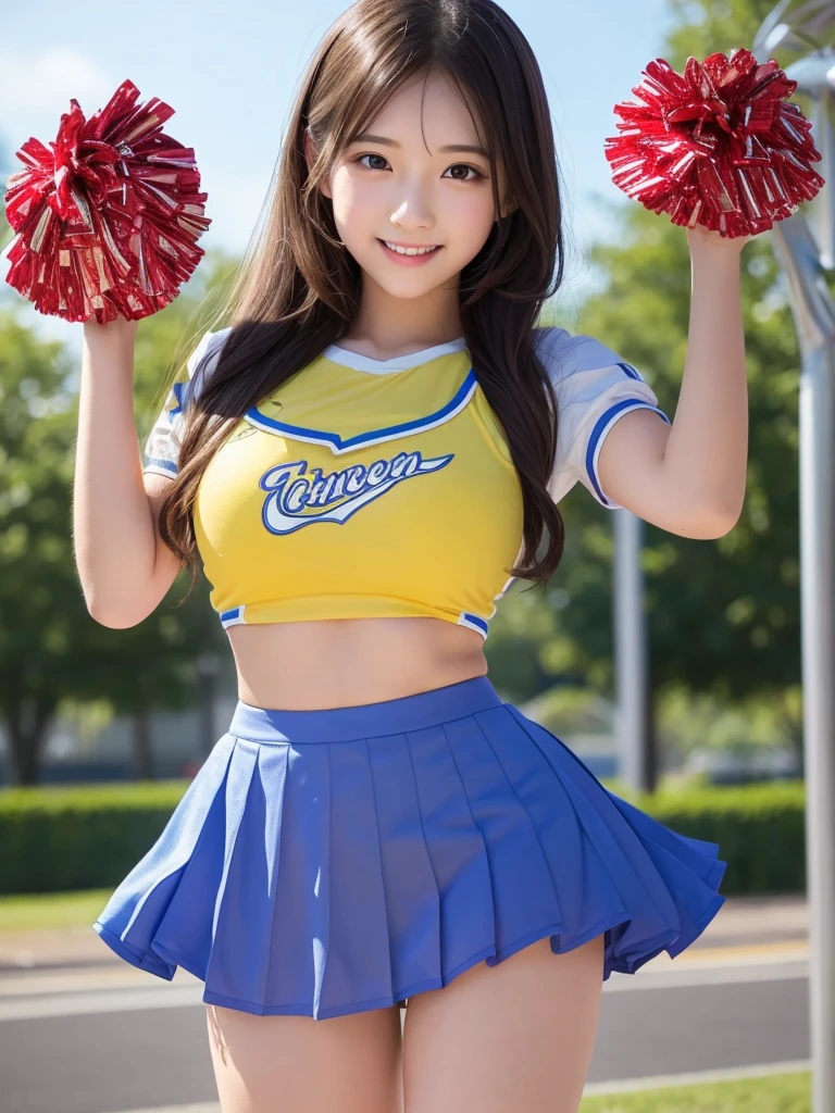 beautiful girl、Cheerleader、Cheer Dance, See through,Micro Mini,Thighs,Skirt flip,Large Breasts,(Shining Sweat:1.4)