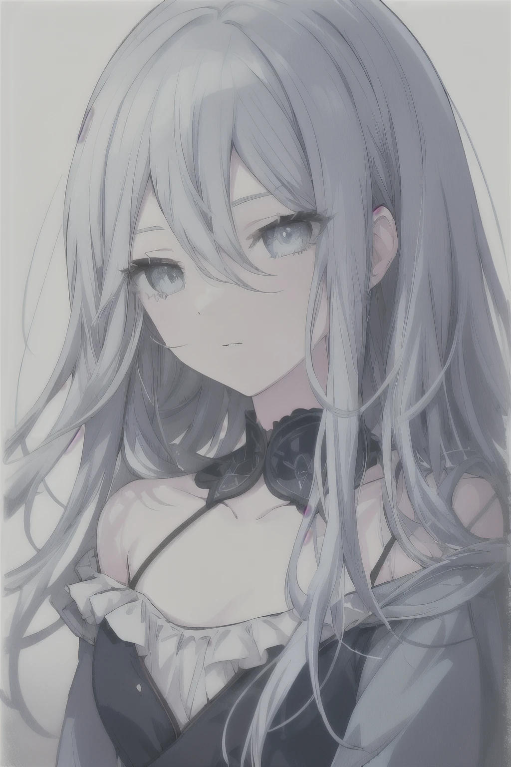 Dogwood, 1 girl, alone, Light blue hair, Blue-gray eyes, Long Hair, Long Hair,  (Flower Castle:0.78), clavicle, eye shadow, masterpiece, Highest quality, Looking at the audience, Frilled blouse, (pity:0.38), Dark Background、最高masterpiece、Highest quality、Perfect Face、Long eyelashes、Blue lashes、Detailed eyes、delicate、Beautiful Eyes、