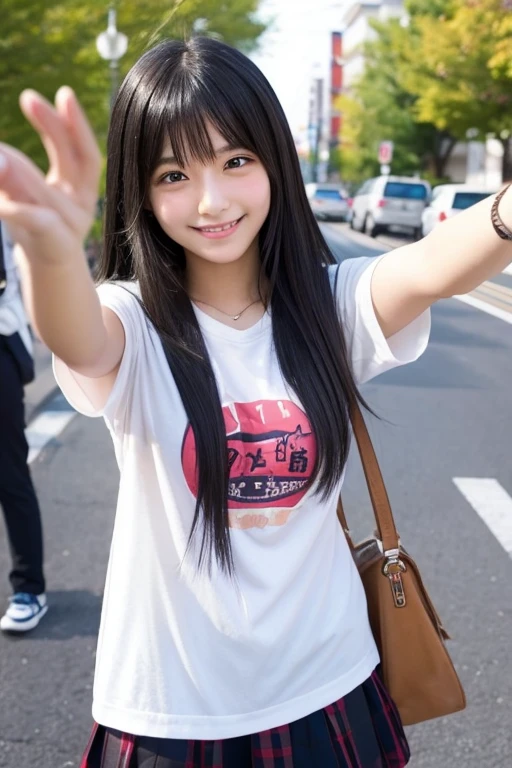 Japanese/Black Hair/Long Hair/Easygoing/Natural smile/high school girl/Selfie