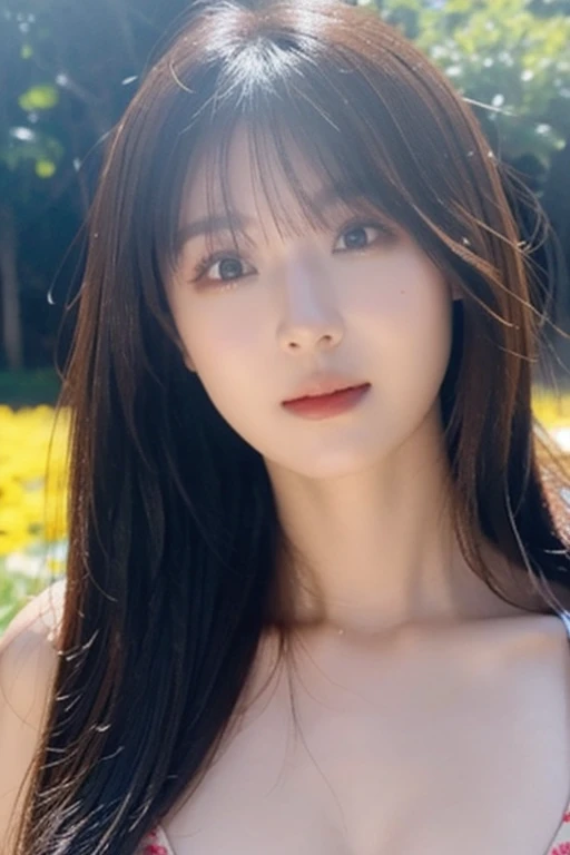 (((Exposing breasts 1.6))),(((Exposing breasts 1.6))),(((Exposing breasts 1.6))),masterpiece, Highest quality, 8k, Absurd, Beautiful medium long bob hair,Woman in her late 20s, That shy expression is cute, (Sensual Style),((Seven episodes were filmed.............1.4)), (Nude 1.5), No makeup, The near road and the far road, Written boundary depth, Surreal, High resolution, photograph, Sharp focus, Face lamp, Dynamic Lighting, highest detailed, ,Extreme detaileds、Super detaileded、detailed、Real Skin、elegant features、Positive and optimistic、(The background is a colorful flower field)