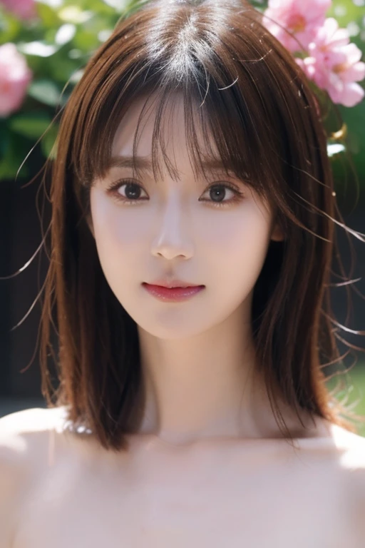(((Exposing breasts 1.6))),(((Exposing breasts 1.6))),(((Exposing breasts 1.6))),masterpiece, Highest quality, 8k, Absurd, Beautiful medium long bob hair,Woman in her late 20s, That shy expression is cute, (Sensual Style),((Seven episodes were filmed.............1.4)), (Nude 1.5), No makeup, The near road and the far road, Written boundary depth, Surreal, High resolution, photograph, Sharp focus, Face lamp, Dynamic Lighting, highest detailed, ,Extreme detaileds、Super detaileded、detailed、Real Skin、elegant features、Positive and optimistic、(The background is a colorful flower field)