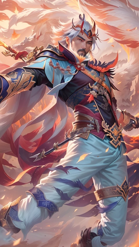 there is a man that is holding a sword in his hand, inspired by Huang Shen, heise jinyao, keqing from genshin impact, zenra taliyah, by Yang J, zhongli from genshin impact, casimir art, inspired by Yang Jin, inspired by Fan Kuan, astri lohne, mobile wallpaper, phoenix warrior