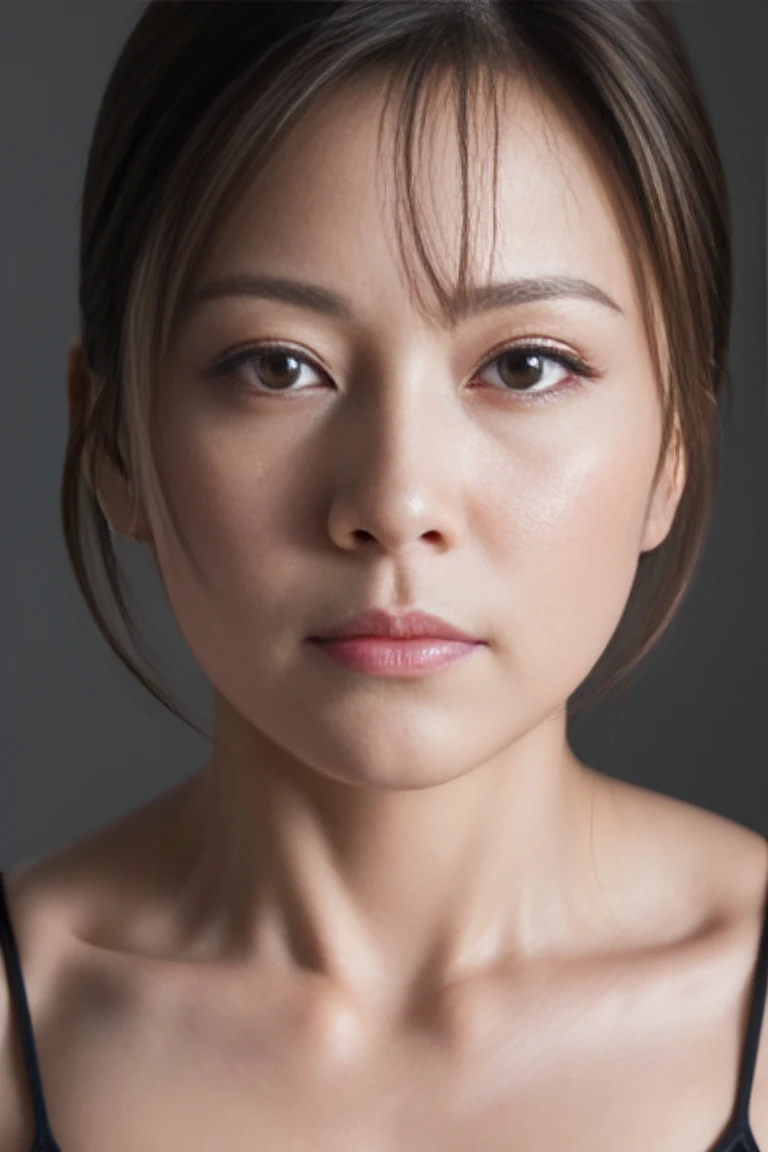 Masseter muscle area, Highest quality, masterpiece, High resolution, Photorealistic, Raw photo, 8K Wallpaper, perfection, Professional Lighting, Very detailed, Depth of written boundary,
(40 year old Japanese mature woman), Chubby body type, Women&#39;s Sexy, Detailed face, Beautiful Eyes, bangs, Big and ample breasts, Straight light brown hair that reaches the shoulders, Faint lips, Sad face with closed eyes, (((Completely naked)))、Sexy lower body with legs closed、Thighs、Sit sexy