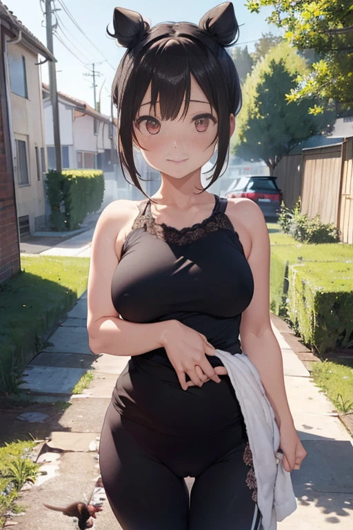 masterpiece、1 female student、(((Missing arm,Bare arms,Towel wrap)))White cloth bun、Shoulder leakage、chubby、Smile、(((Lace、Black yoga pants)))pale pink lips、posing at school,(Soaked),legs are open, 独奏, looking at the audience, (Thick thighs:1.0),Red eyes, Blushed,blunt hair,flower headdress,lawn,hands on hips,creek,black hair,Smile with teeth showing,short hair,garden,(((Side milk is visible,))),(((Chest visible from the side,Big breasts,Showing side chest,Exposed side chest))),clear and bright eyes,((((stand at attention,From the front)))),((View from below,((Bun cunt,Cunt picking,Pussy crack:1.6)),sit down)),Mature,