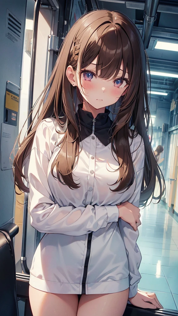 ((masutepiece, Best Quality, hight resolution, nffsw, Perfect Pixel, 4K, nffsw, nffsw))), 1girl in, Single, Solo, Beautie、full body seen、 ((Middle Wave Hair, Bangs, Brown hair)),masterpiece,best quality,dutch angle,Ultra detailed,8K,realistic,ultra detailed,highly detailed,physics-based rendering,cinematic lighting,1girls,,naked,crying,pussy, cum,train,on seat,long hair,naked,blank look,The girl has semen all over her body,The girl has semen all over her body,(The girl has semen all over her body),(school Girl has semen on her head and face)
