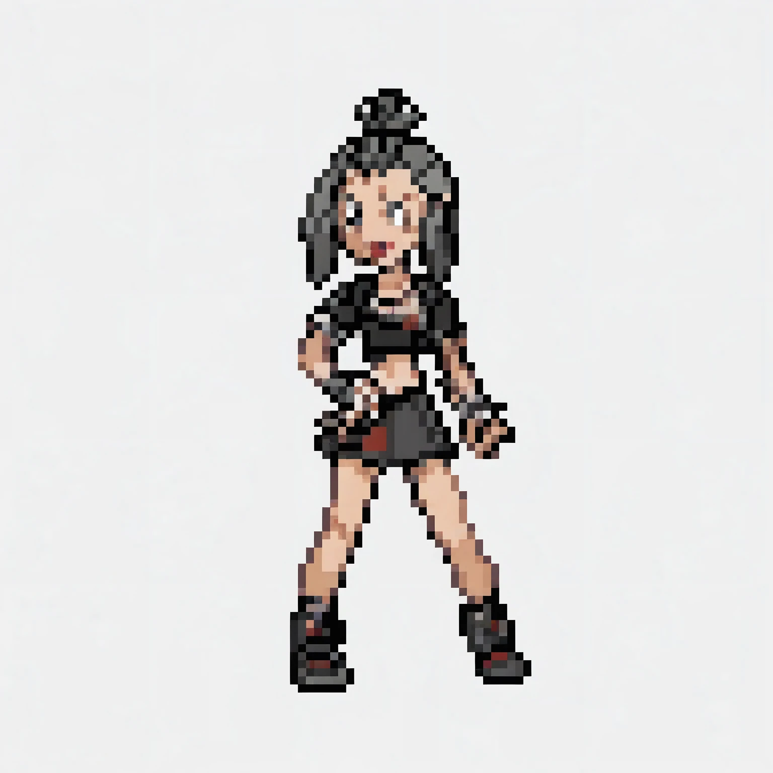 Short mullet hair goth girl tan skin
