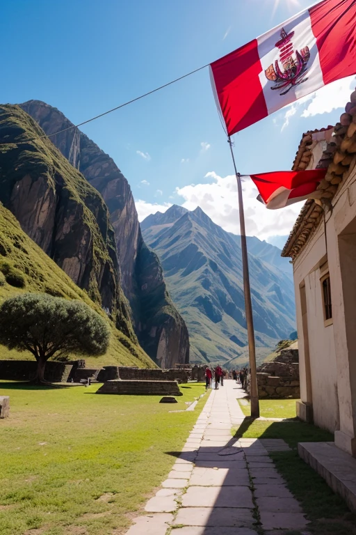 Flag of Peru and iconic sites