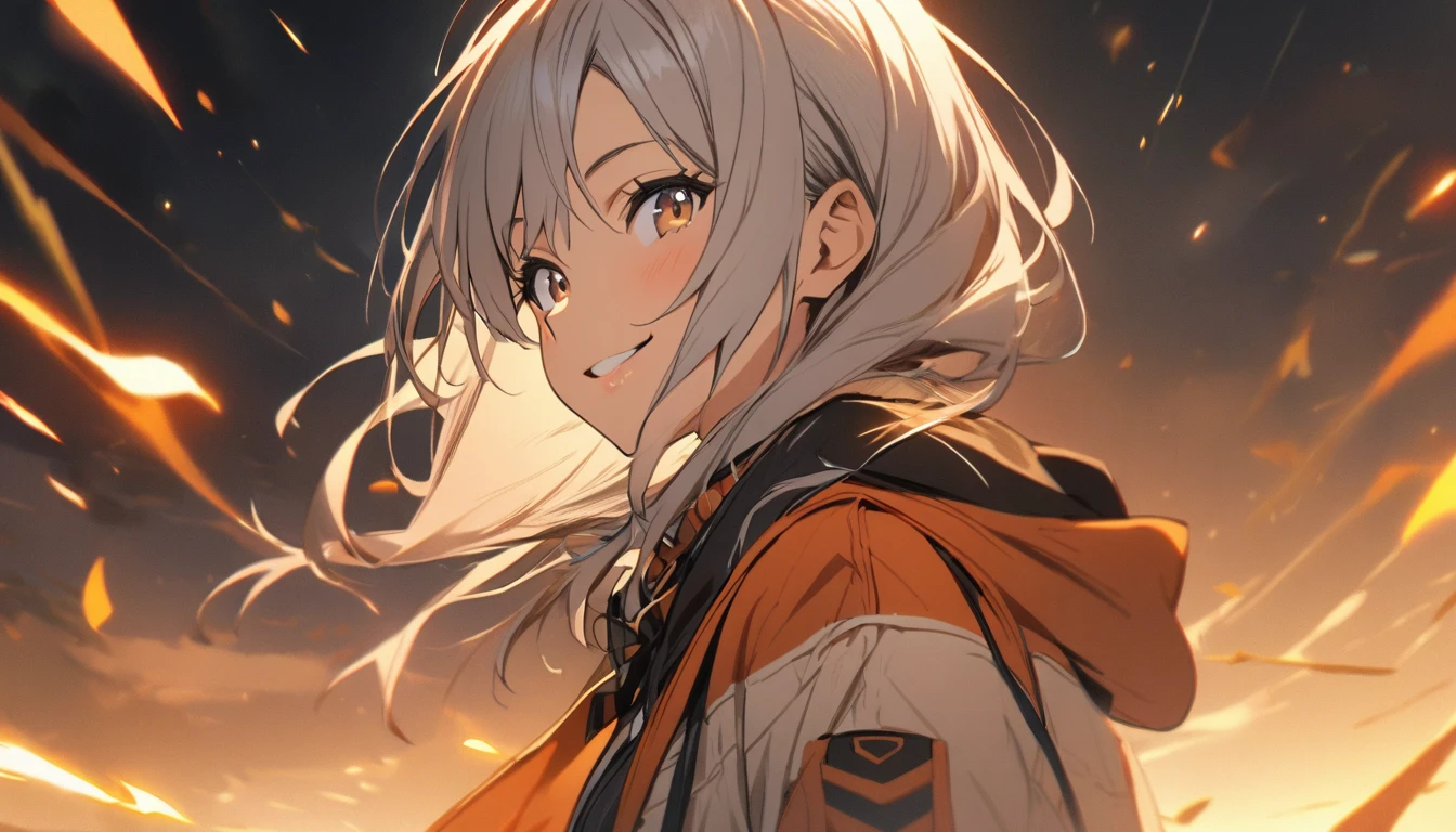 1 girl, smile