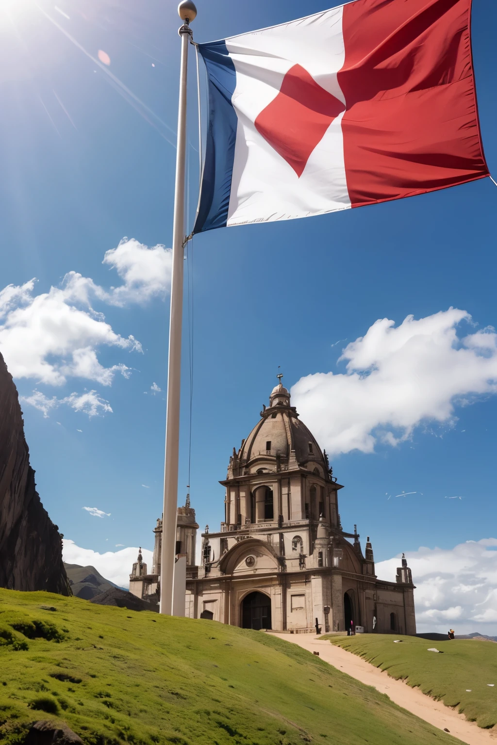 Flag of Peru and iconic sites 