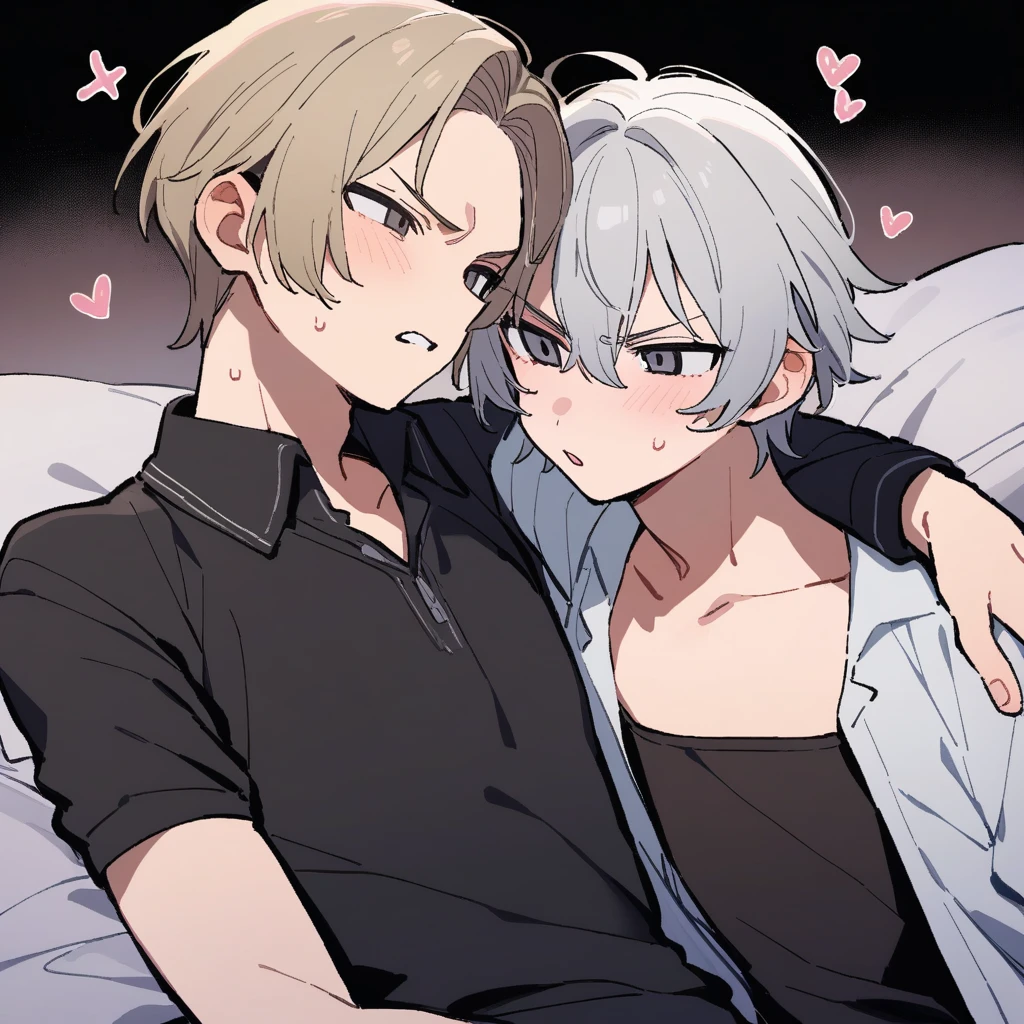 tegaki chibi 2boys pastel colors gradient flat chest yaoi gay boys love gothic rose blonde silver hair gray eyes black eyes aesthetic angry (SuperQuality:1.0) ~ (SuperQuality:1.2)