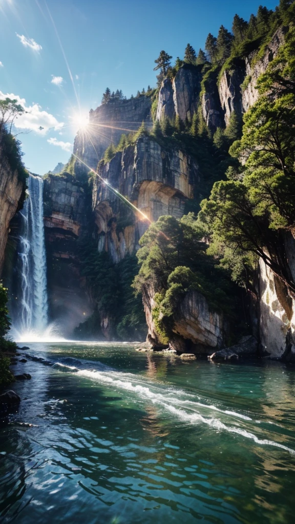 (logo、amazing、8K、table top、Raw photo、amazing、最high quality、フォトリアリスティックかつvery detailed、CG、high quality、very detailed、story poem、Particle Effects、Dynamic Effects、Text Boundary Depth、Cinematic Light、Lens flare、ray tracing、tabletop、real、ultra hd、fantasy）、beautiful water、splash of water、flow of water、Water swell、fantastic beauty、透き通ったgreenい水の美しさと輝き、The tranquility and beauty of water、wonderfulWind景、Beautiful natural water、green、Wind、wonder、wonderful