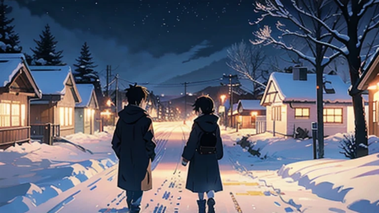 niña viendo a un Grupo de jovenes hombres jugando in the snow, in a village, White snow, an image of Makoto Shinkai, several funny men, girl with sad face, day landscape trend on pixiv, conceptual art, guweiz style artwork, Guweiz and Makoto Shinkai, Sakimichan and Makoto Shinkai, ( ( Makoto Shinkai ) ), in the snow, beautiful anime scene