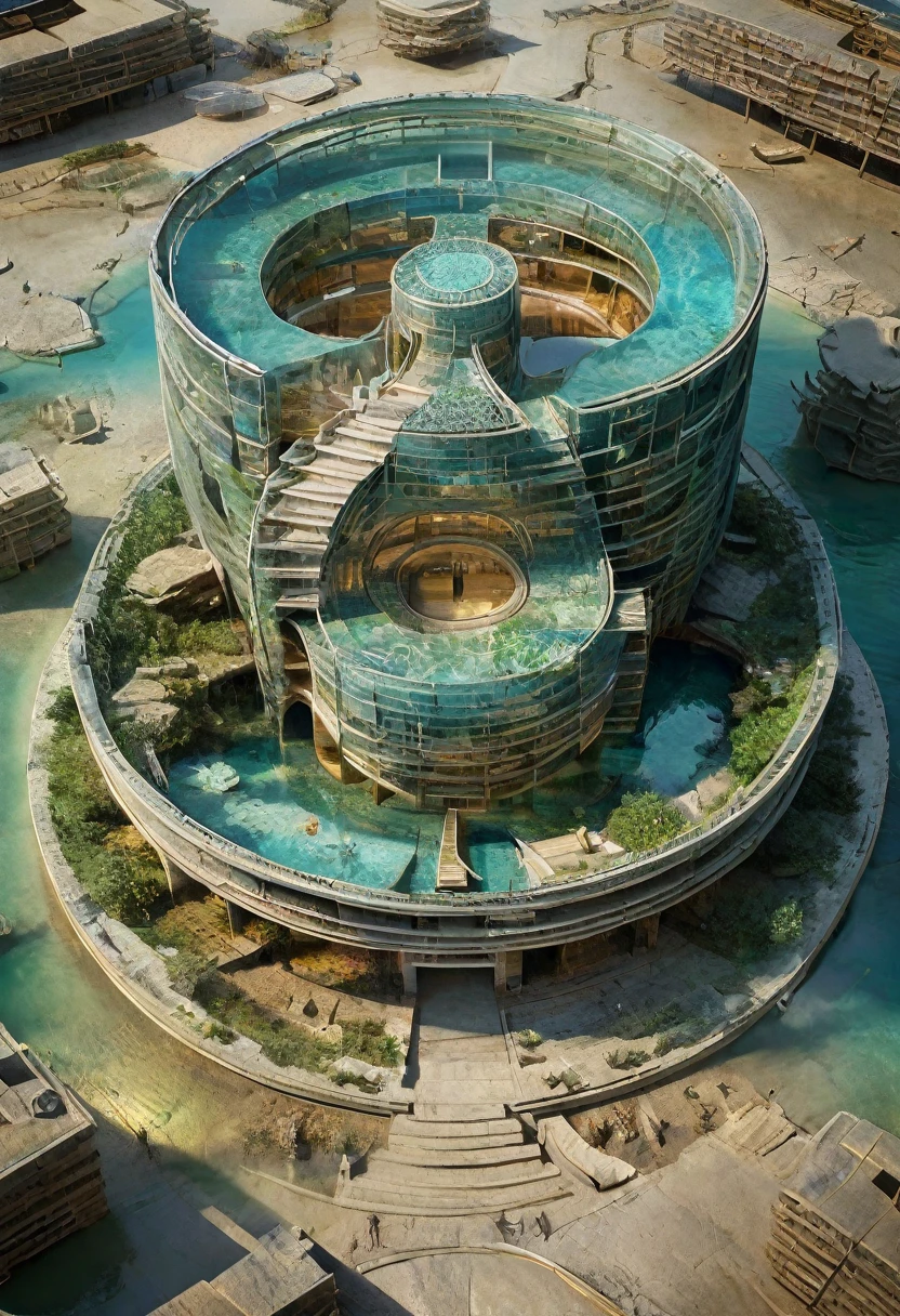 an ancient underwater city resembling a circular kaleidoscope, surprising discoveries, shading effects, gradation magic effects, (ultra detailed, absolutely resolution, best quality:1.3), 2.5D, delicate and dynamic, artistic photography, hyper realistic, graphic CG digital art