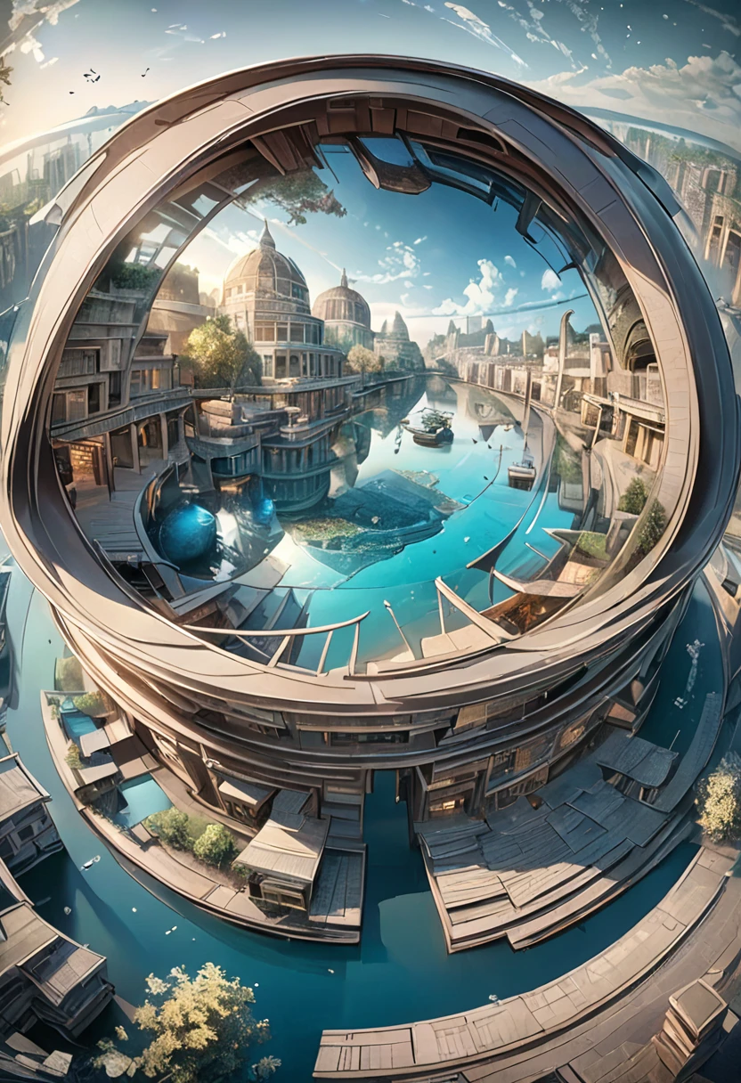 an ancient underwater city resembling a circular kaleidoscope, surprising discoveries, shading effects, gradation magic effects, (ultra detailed, absolutely resolution, best quality:1.3), 2.5D, delicate and dynamic, artistic photography, hyper realistic, graphic CG digital art