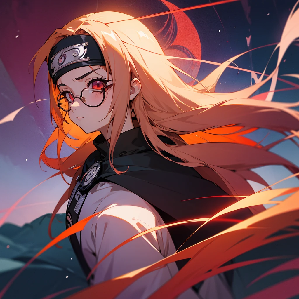 anime girl with glasses and long hair, anime visual of a cute girl, anime style. 8k, pin on anime, anime vibes, anime style 4 k, anime moe artstyle, anime aesthetic, anime girl desktop background, anime visuals, anime girl with real hair, ethereal anime, anime girl with long hair, beautiful anime portrait , anime , naruto, naruto anime, Sharingan background, at night, dark , Sharingan , Wearing Naruto's headband  