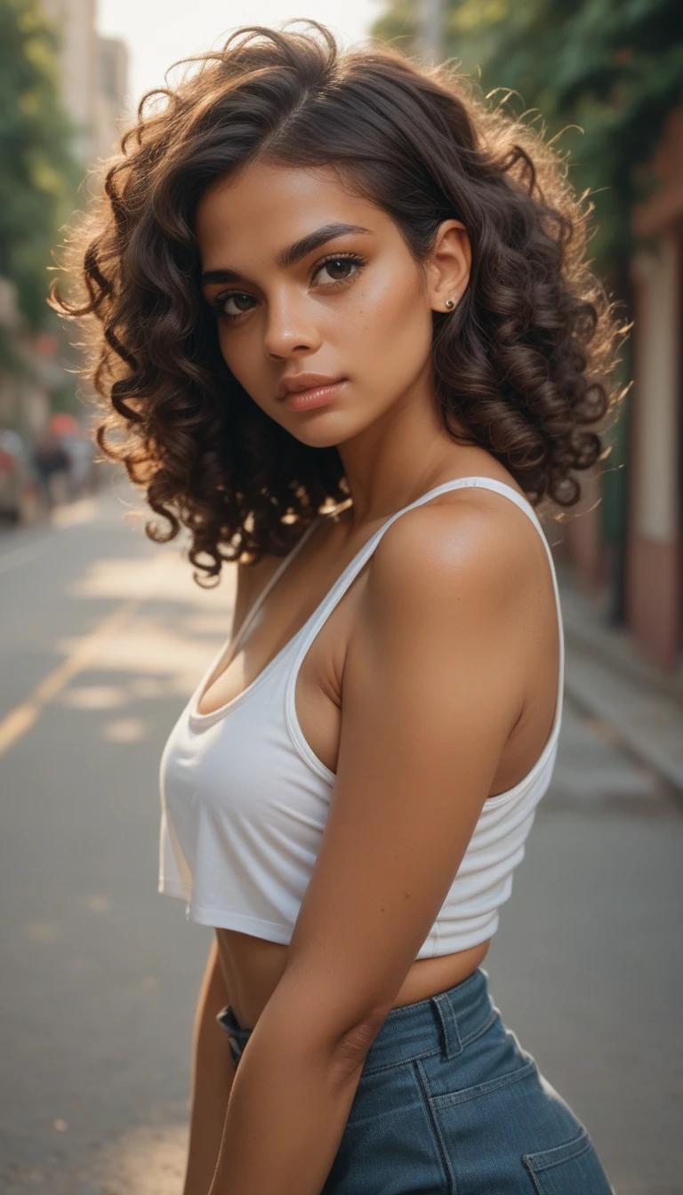 Latina, curly hair