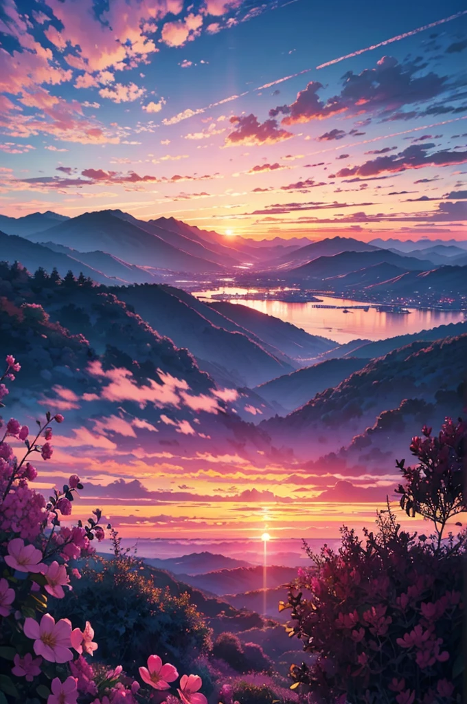(masterpiece, high quality, detailed) pink sky sunset view without object