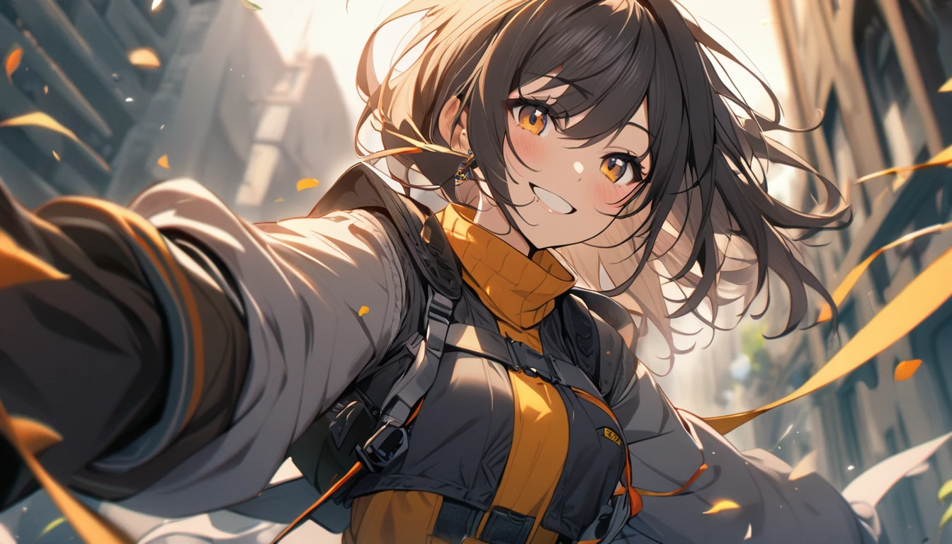1 girl, smile