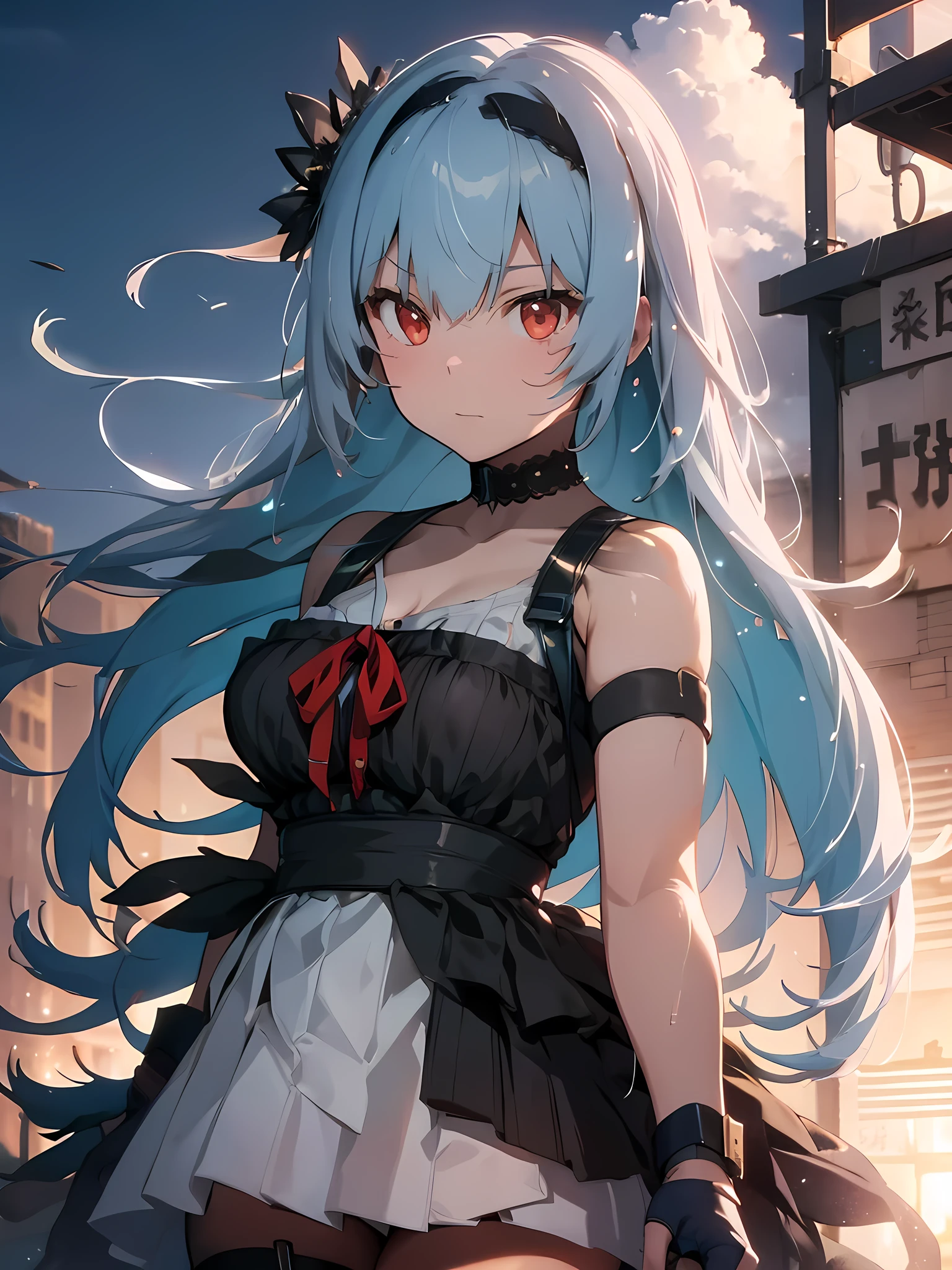 Thunder (Girls' Frontline), 1girl, best quality, masterpiece, cinematic angle, close-up, dark background, sad expression