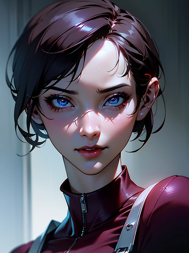 A beautiful, happy bust portrait of Ada Wong from Resident Evil, extremely detailed facial features, beautiful eyes and lips, cinematic lighting, hyper realistic, 8K, photorealistic